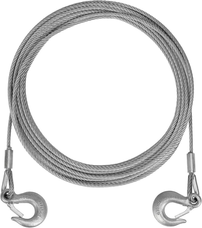 JETRA Galvanized Steel Winch Cable, 1/4” x 50ft Wire Rope with Hook, 8,000 lbs Breaking Strength, Heavy Duty Towing Cable, for Rollback, Crane, Wrecker, Tow Truck, UTV - Image 1